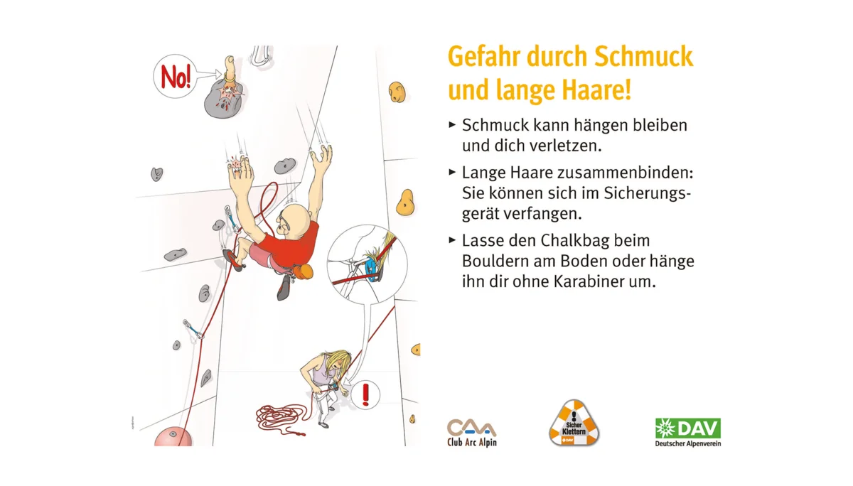 Hallenregeln für Klettern vom DAV. | © DAV Hallenregeln für Klettern vom DAV. Regel Nummer zehn: Handy, Musik und Tiere stören | © DAV