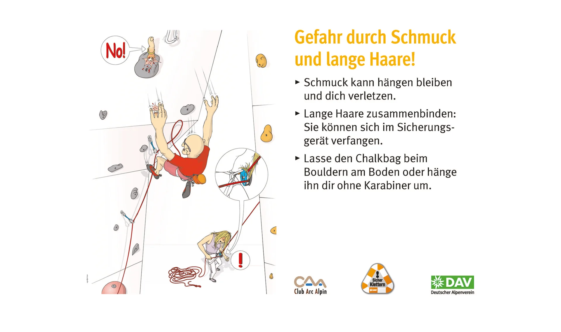 Hallenregeln für Klettern vom DAV. | © DAV Hallenregeln für Klettern vom DAV. Regel Nummer zehn: Handy, Musik und Tiere stören | © DAV