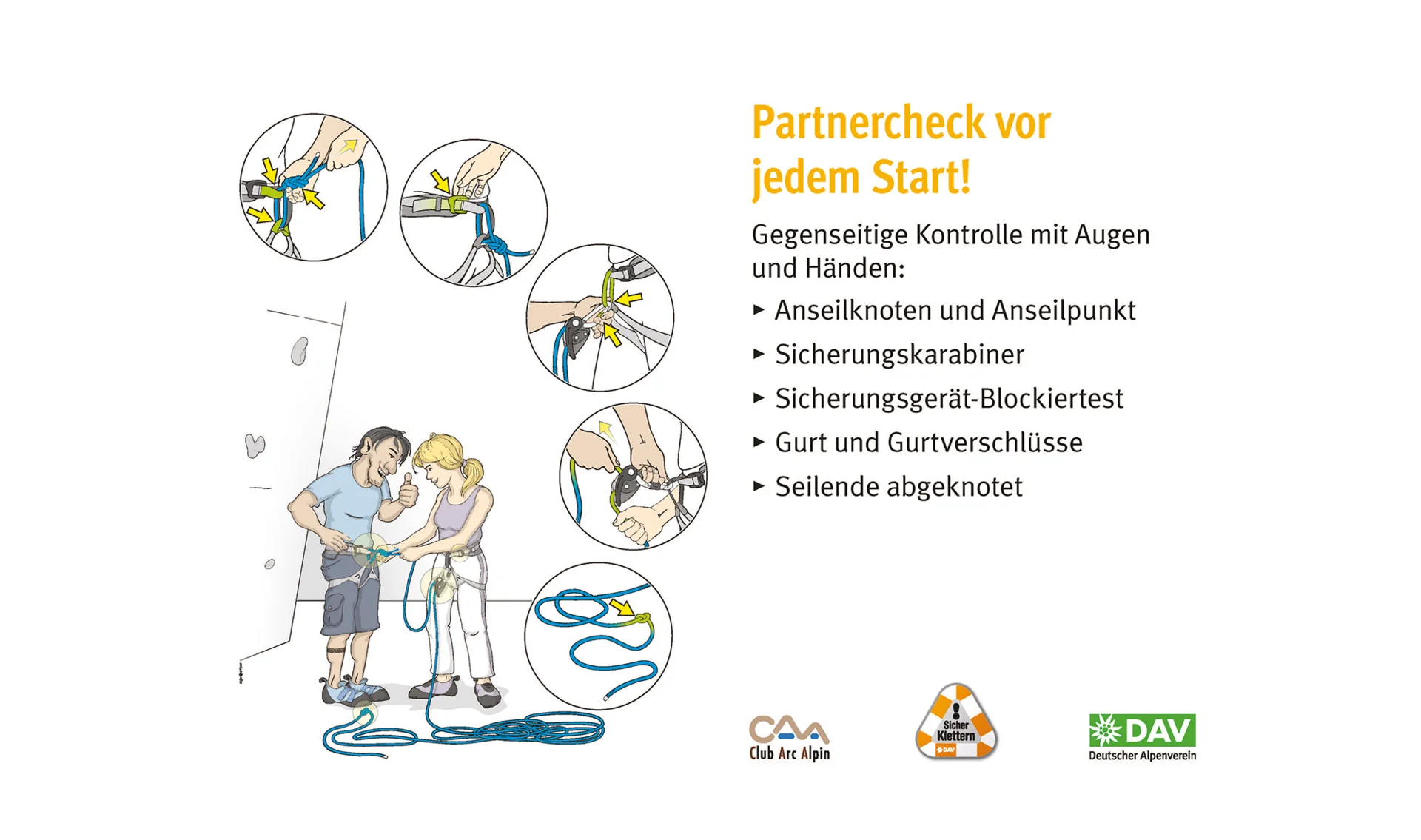 Kletter-Regeln: Sicher an der Kletterwand | © DAV Kletterregel Nummer zwei: Partnercheck vor jedem Start | © DAV